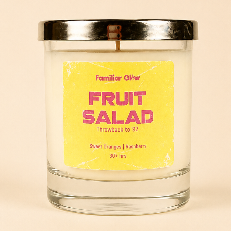 Fruit Salad nostalgic scented candle from Familiar Glow