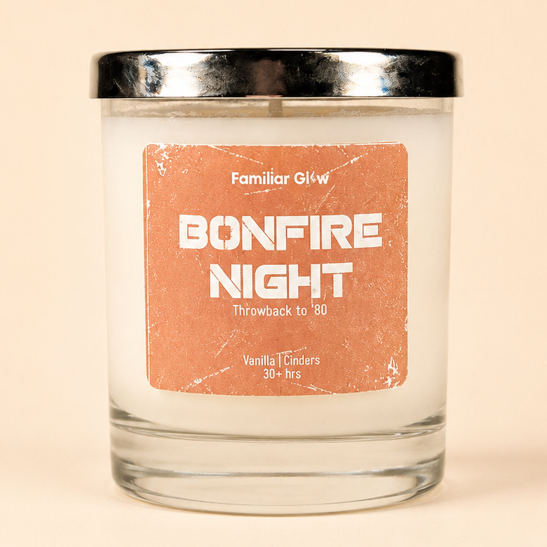 Bonfire Night nostalgic scented candle from Familiar Glow