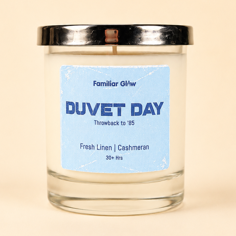 Duvet Day nostalgic scented candle from Familiar Glow