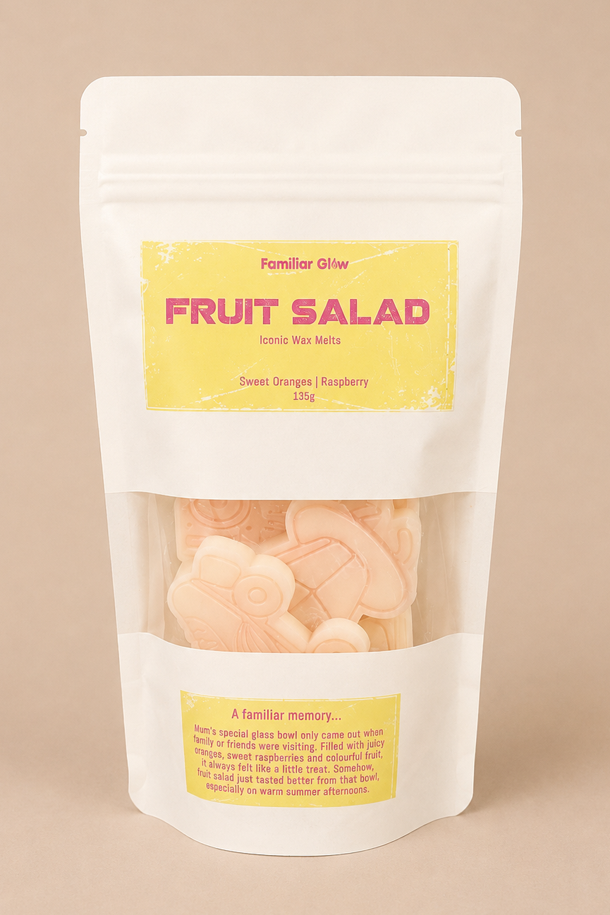 Fruit Salad nostalgic Iconic wax melt pouch from Familiar Glow