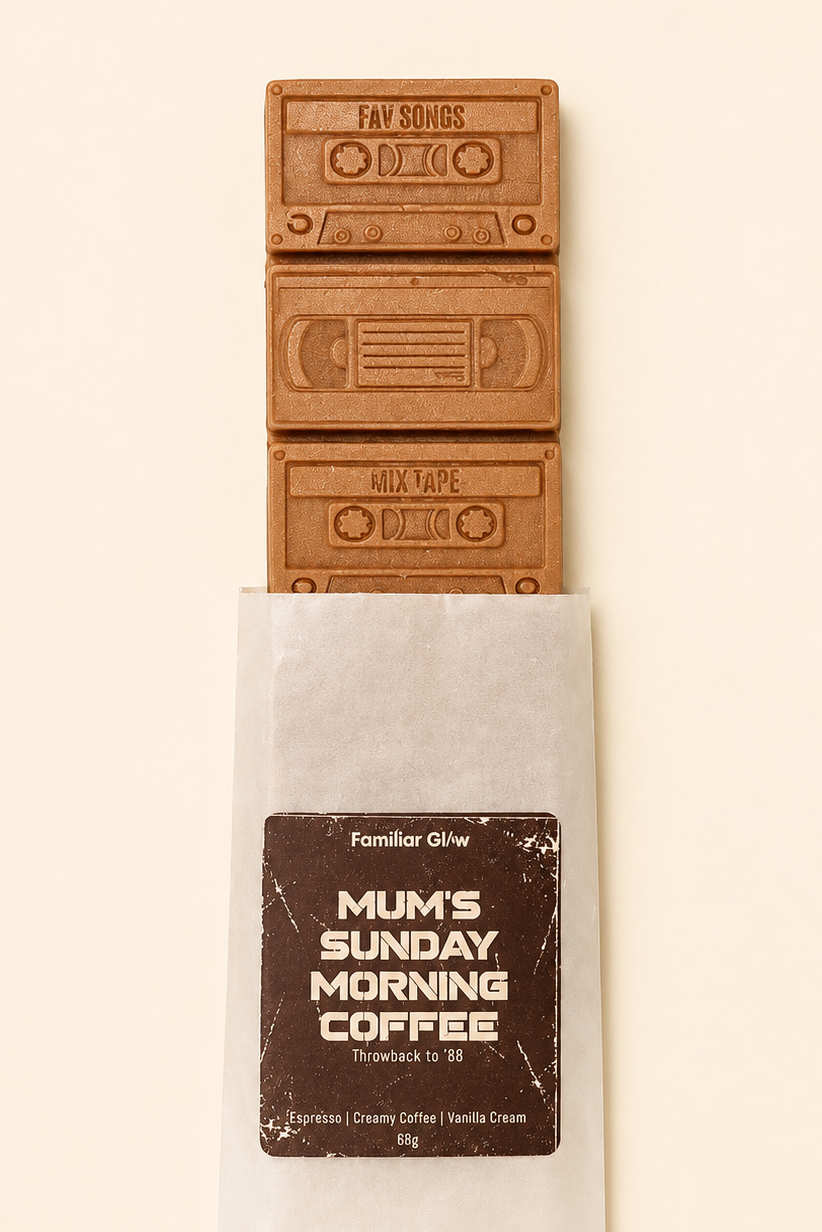 Mum's Sunday Morning Coffee nostalgic cassette tape wax melt snap bar from Familiar Glow