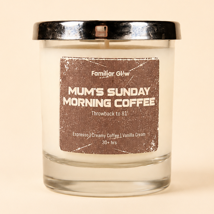 Mum's Sunday Morning Coffee nostalgic scented candle from Familiar Glow