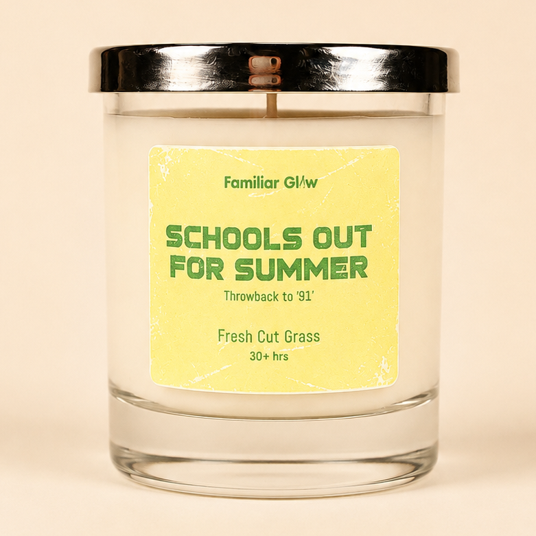 Schools Out For Summer nostalgic scented candle from Familiar Glow